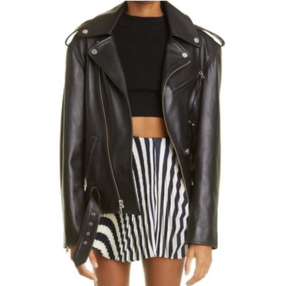 MONSE Cutout Belted Leather Biker Jacket in Black Medium - Picture 2 of 14